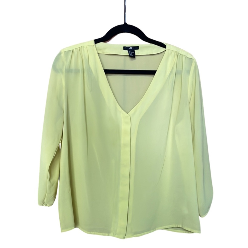 H&M Yellow Button Down Blouse - Size 8 / M